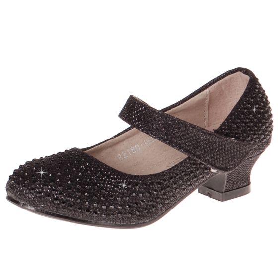 Meisjesschoenen zwart met hakje en strass kopen? Bestel Meisjesschoenen  zwart met hakje en strass S09058 online.
