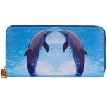 Portemonnee met 2 dolfijnen die rechtop uit water springen - 19,5x10cm