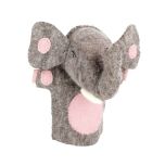 Vilten handpop olifant 3D grijs en roze - 32 cm