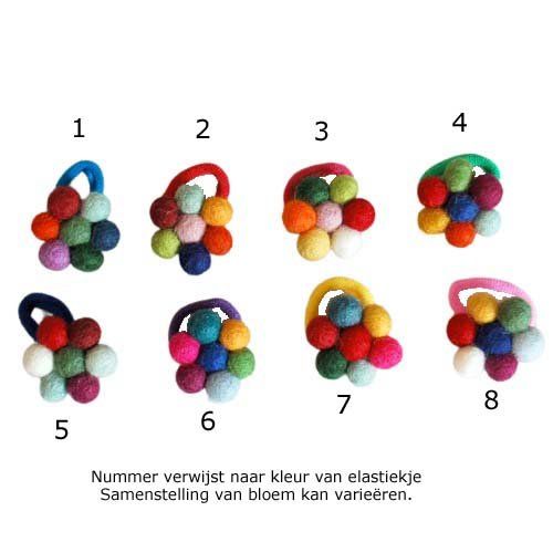 Haarelastiekje met Vilten Bloem van Viltballetjes multicolor - 4cm