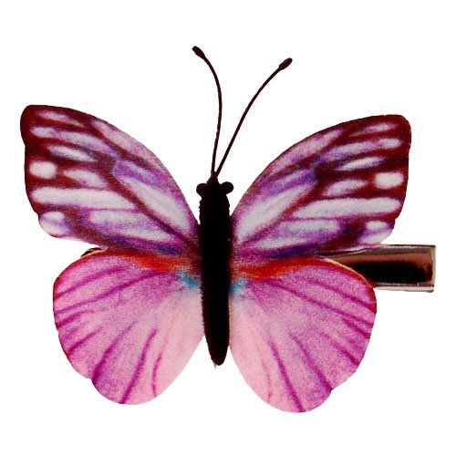 Haarclip stoffen vlinder roze/lila - 6 cm