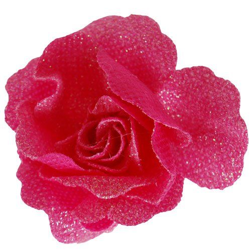 Haarclipje met Roos Glitters roze - 7 cm 