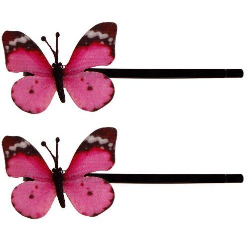 Schuifspeldjes stoffen vlindertje roze - 4 cm 