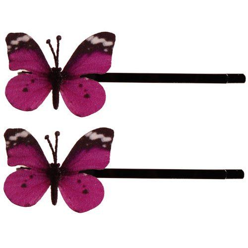 Schuifspeldjes stoffen vlindertje paars - 4 cm 