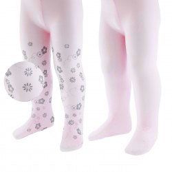 Babypanty's - 2-pack - Roze met zilveren bloemetjes en Effen roze