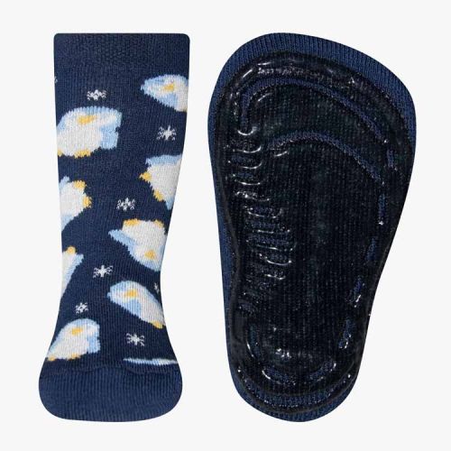 Antislip sokken met pinguins donkerblauw