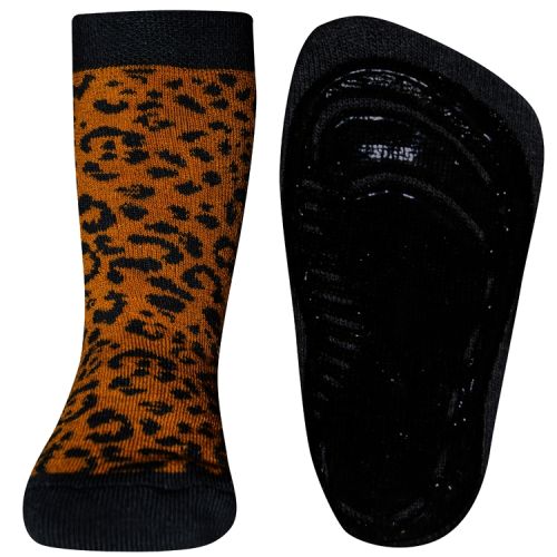 Antislip sokken met wildlife print oker