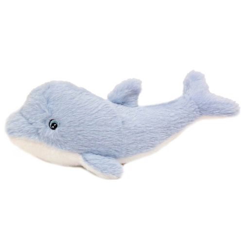 Superzachte Eco Knuffel met geborduurde oogjes - Dolfijn blauw 27 cm