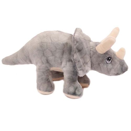 Eco Knuffel met geborduurde oogjes - Dinosaurus - Triceratops grijs 30 cm