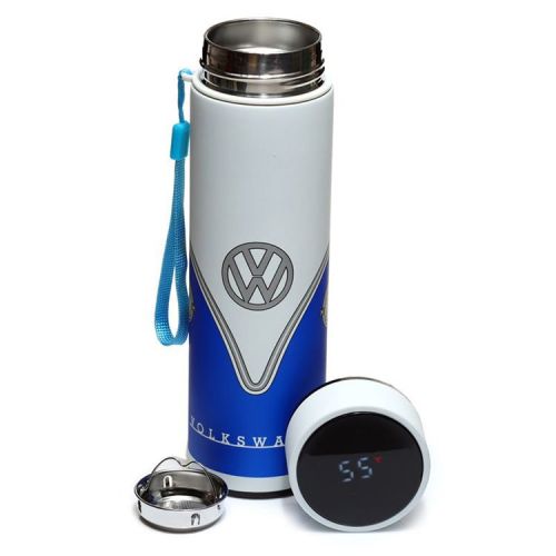 RVS Thermosfles warm en koud met digitale thermometer 450ml - Volkswagen T1 blauw