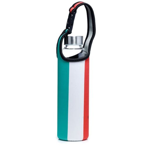 Glazen waterfles met neopreen hoes 500ml - Italiaanse Vlag