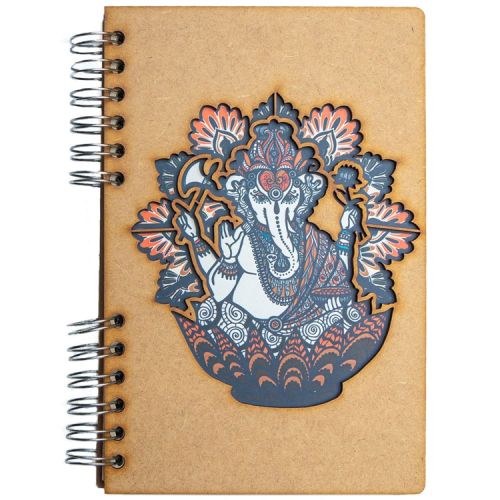 Notebook MDF 3d kaft A5 gelinieerd - Ganesha