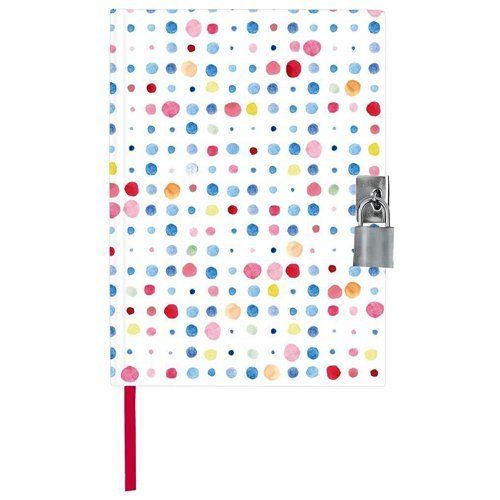 Dagboek met slotje - Dots - 14.8x21x1.5cm