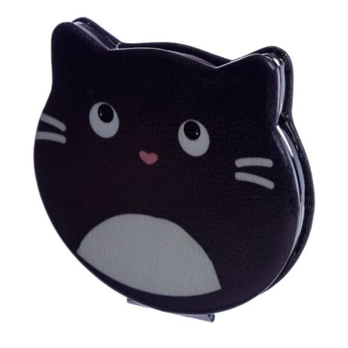 Make-up spiegeltje Feline Fine Kat - Kattenkop zwart - 7cm