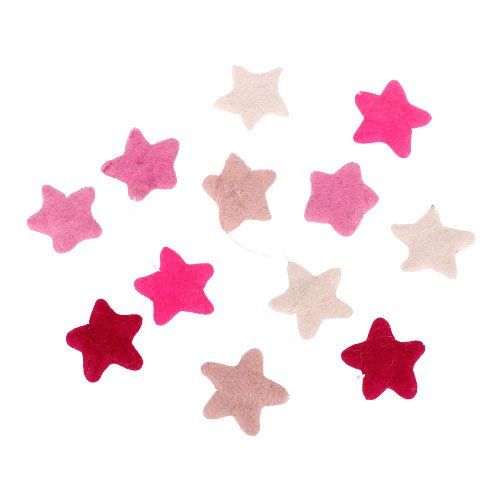Vilten slinger sterren roze - 7cm - 150cm lang