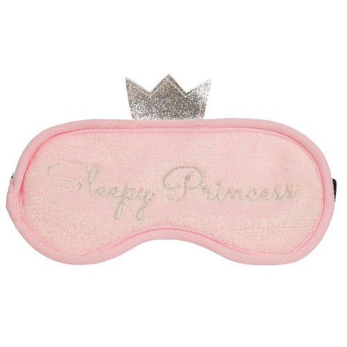 Slaapmasker/Oogmasker Pluche Sleepy Prinsess - Roze met zilveren glitters