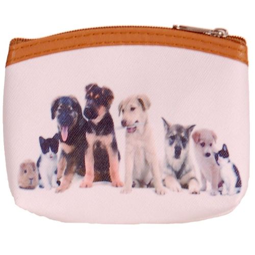 Kleine portemonnee met honden, katten en een cavia - 11x9cm