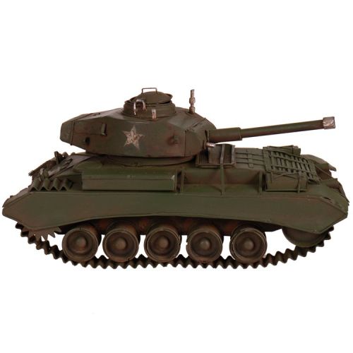 Metalen Tank M24 Chaffee met Allied Star - 23x12cm