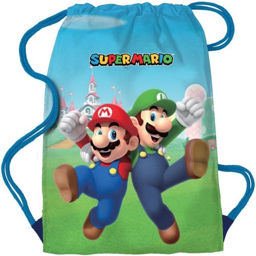 Trekkoordtas Super Mario blauw - Mario & Luigi - 41x32cm 