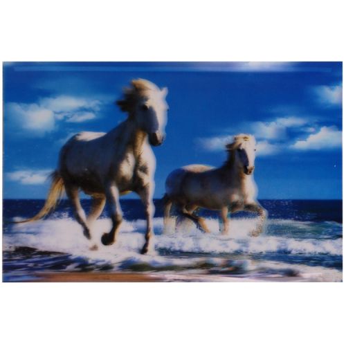 3-d poster witte paarden in de zee