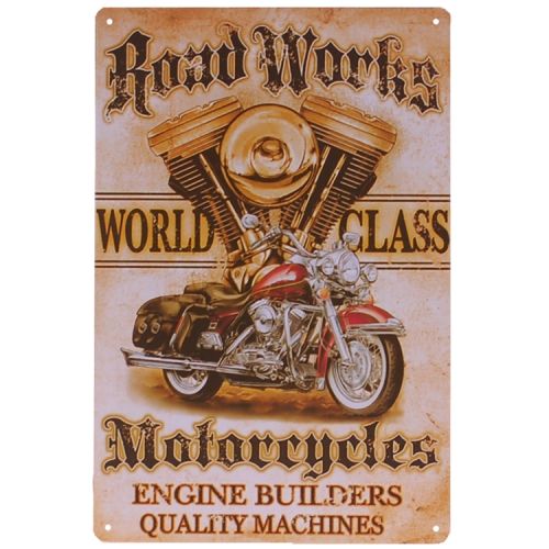 Metalen plaatje - Motorcycles Road Works
