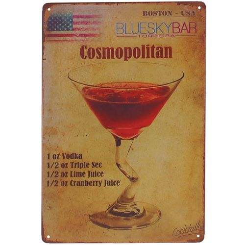 Metalen plaatje - Cosmopolitan - Blue Sky Bar