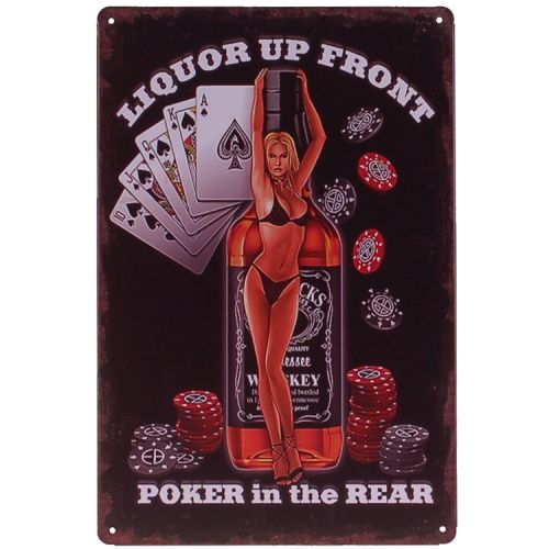 Metalen plaatje - Liquor Up Front - Poker