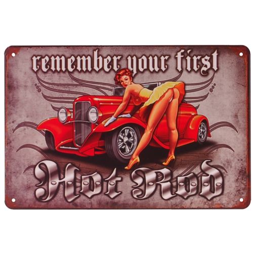 Metalen plaatje - Remember First Hot Rod