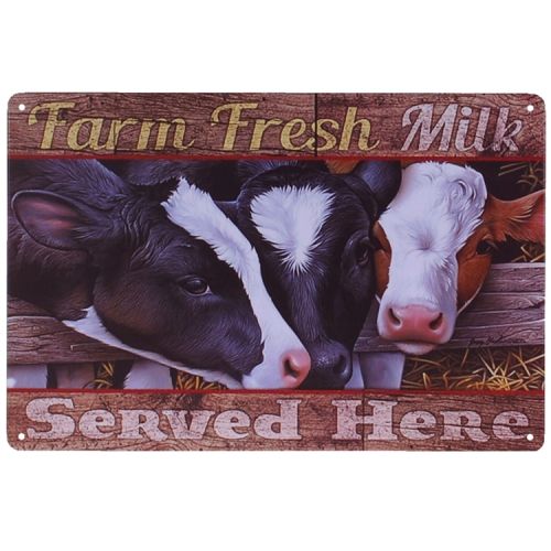 Metalen plaatje - Kalfjes - Farm Fresh Milk