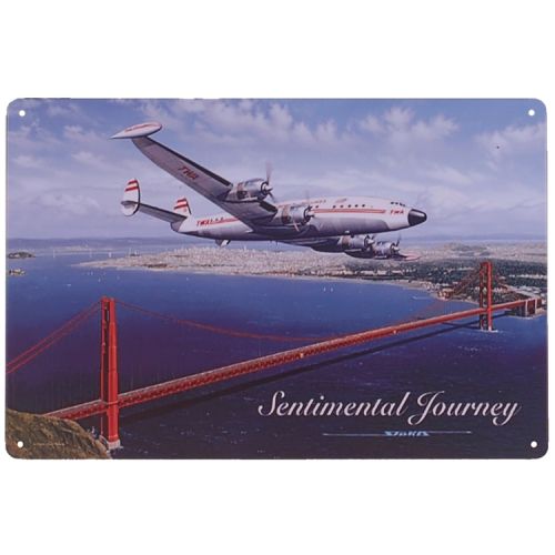 Metalen plaatje - Vliegtuig Sentimental Journey