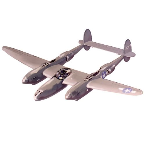 Metalen Plaat Vliegtuig P-38 Lightning met Relief 44x25cm