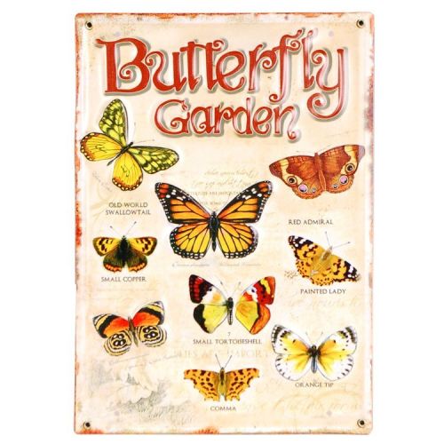 Metalen plaat Vlinders - Butterfly Garden - 28x40cm