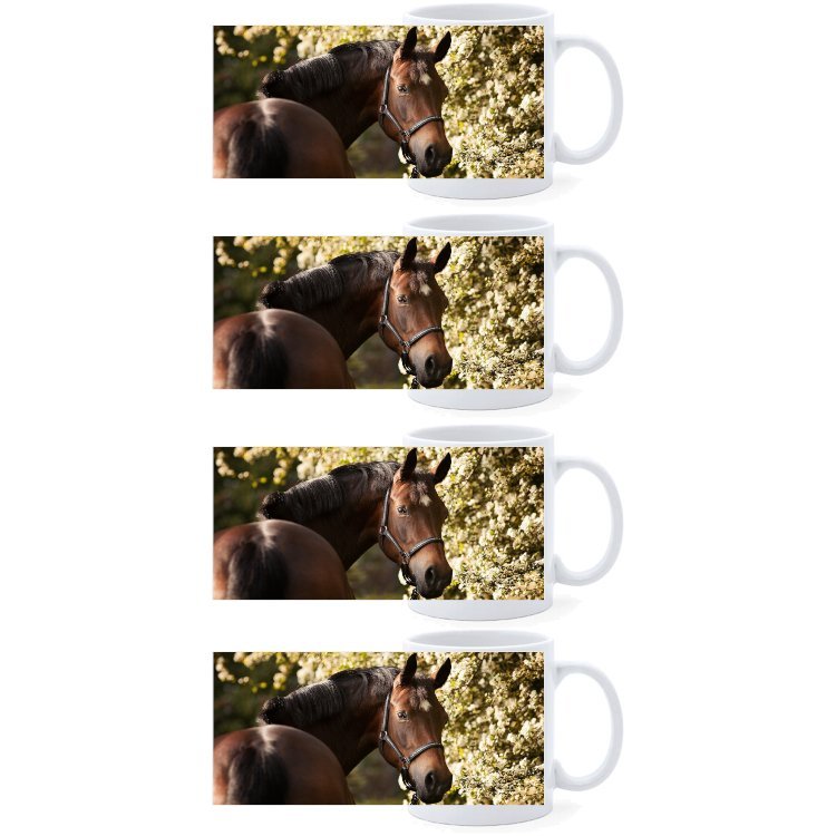 Beker - Bruine paard achterom kijkend - set van 4