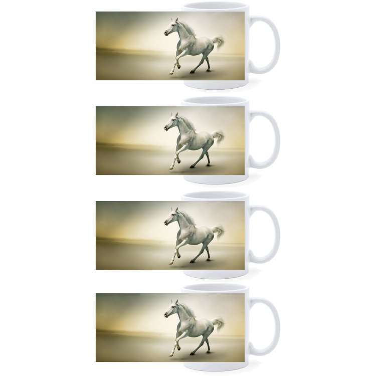 Beker - Paard Arabier Wit - set van 4