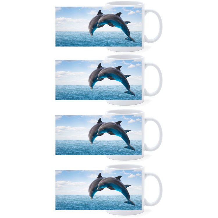 Beker - 2 Dolfijnen - set van 4